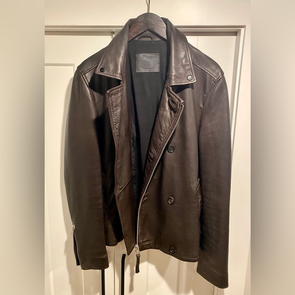 ALL SAINTS | GLENTON LEATHER PEA COAT